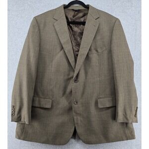 Joseph & Feiss Gold Tweed Blazer 52R Houndstooth Beige Brown Sport Coat